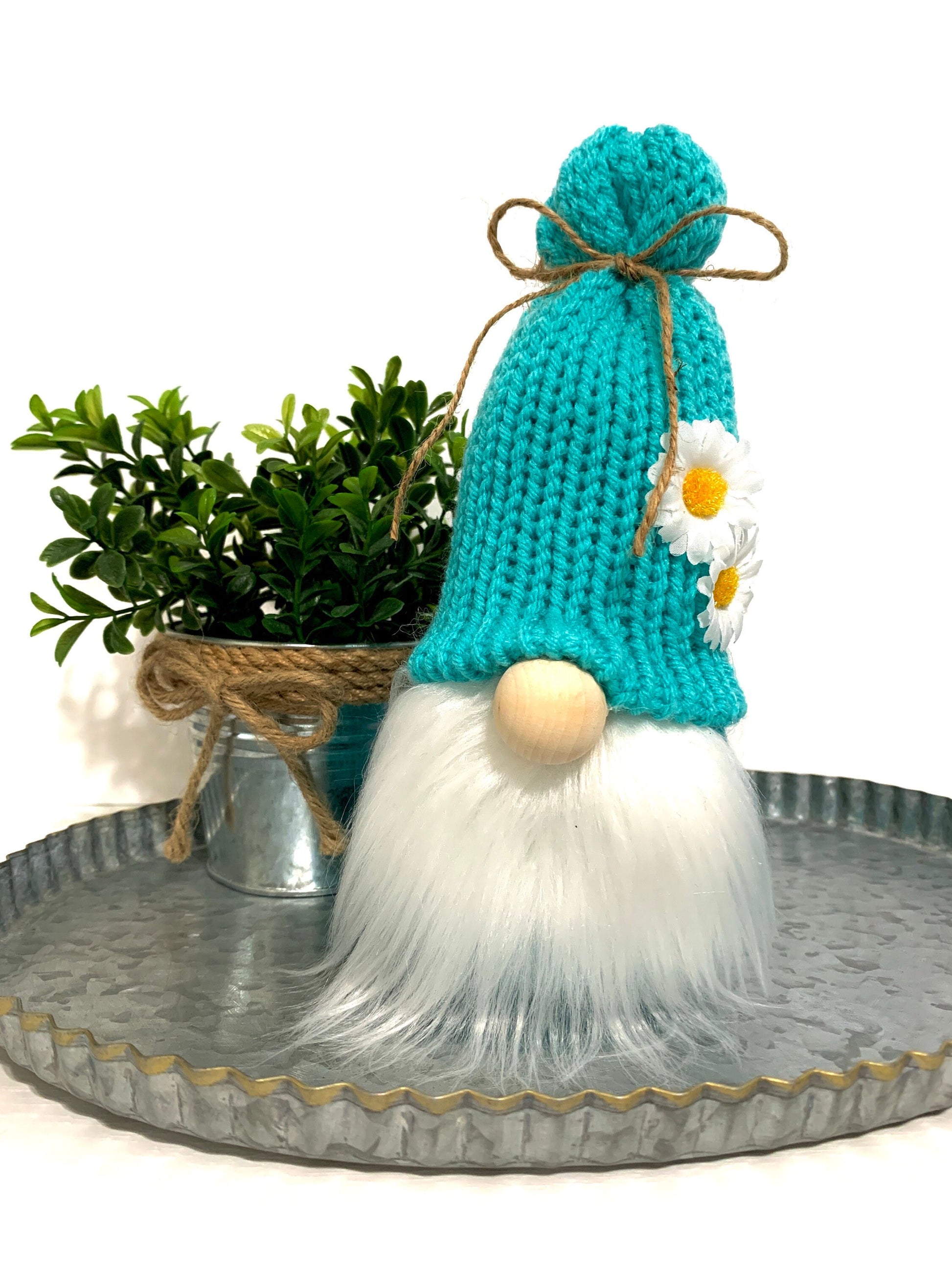 Spring Daisy Gnome / Tiered Tray Decor / Flower Garden Gnome