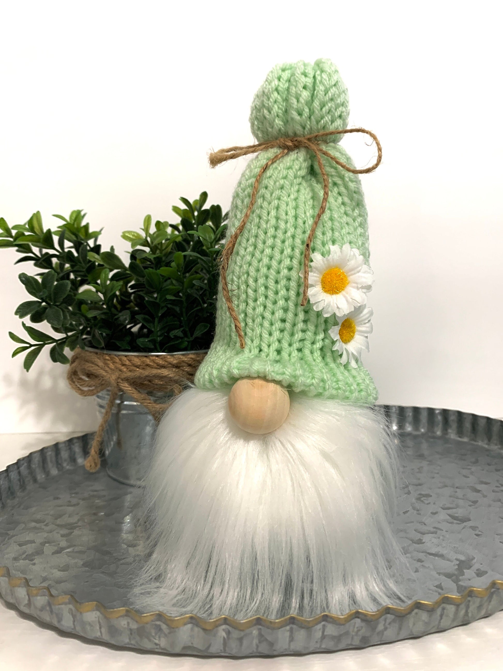 Spring Daisy Gnome / Tiered Tray Decor / Flower Garden Gnome