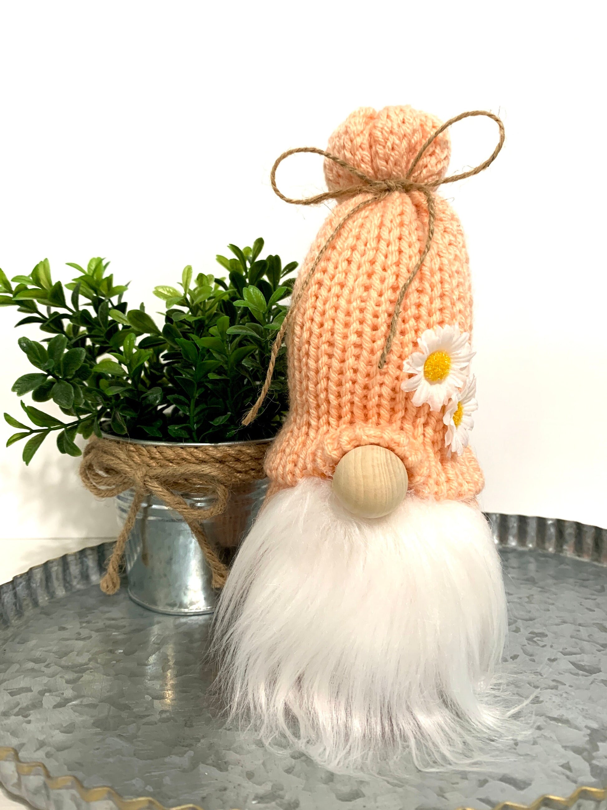 Spring Daisy Gnome / Tiered Tray Decor / Flower Garden Gnome
